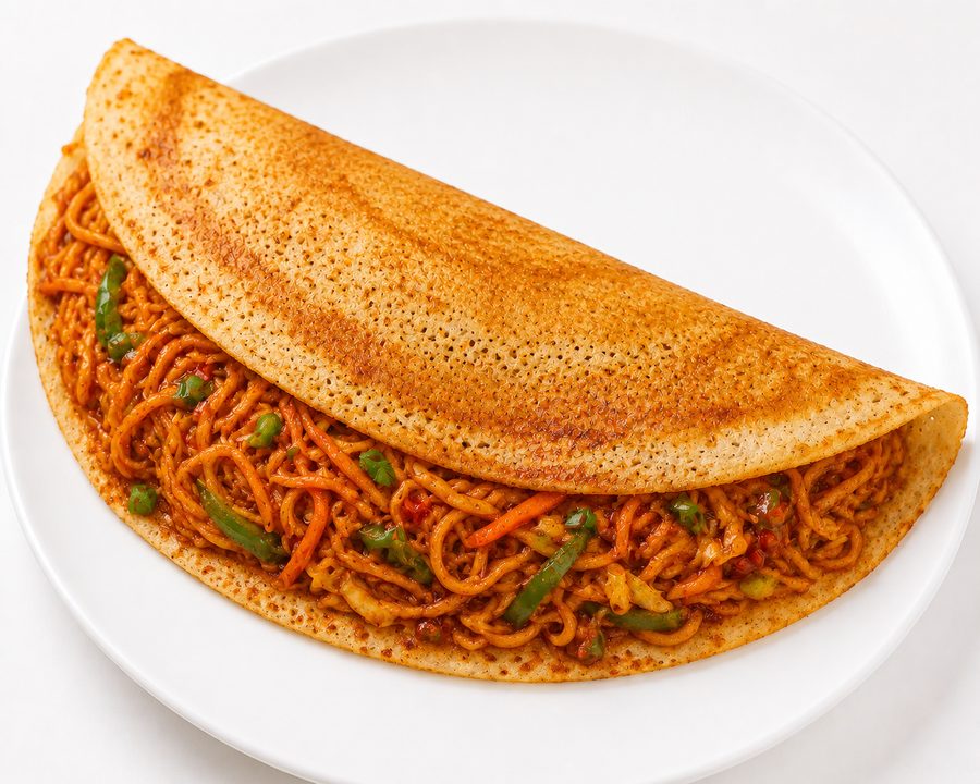 Schezwan noodle dosa from Preeti's Mumbai Street Food, Vancouver